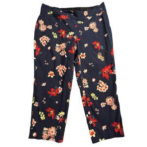 Investment Floral Navy Womens Pull On Dress Capris Size 22W